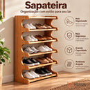 Sapateira Organizadora de Bambu 3/5/6 Andares + BRINDE: Mesa Lateral Redonda - COMPRE 1 LEVE 2