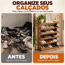 Sapateira Organizadora de Bambu 3/5/6 Andares + BRINDE: Mesa Lateral Redonda - COMPRE 1 LEVE 2