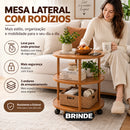 Sapateira Organizadora de Bambu 3/5/6 Andares + BRINDE: Mesa Lateral Redonda - COMPRE 1 LEVE 2