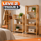 Estante Organizadora de Madeira 5 em 1 + BRINDE: Cabideiro de Bambu Moderno - COMPRE 1 LEVE 2