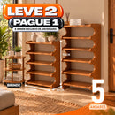 Sapateira Organizadora de Bambu 3/5/6 Andares + BRINDE: Mesa Lateral Redonda - COMPRE 1 LEVE 2